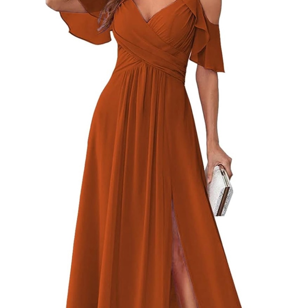 Burnt Orange Bridesmaid or Prom Dress